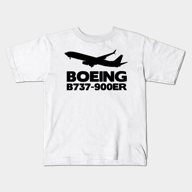 Boeing B737-900ER Silhouette Print (Black) Kids T-Shirt by TheArtofFlying